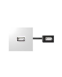 Simon 40001191-030 Conector USB Tipo “A” hembra-hembra con latiguillo y placa incorporada blanca Simon 400 