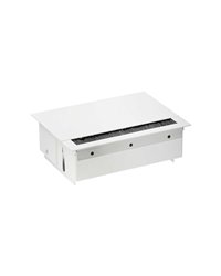 Simon 44422000-130 Kit dentro de la mesa personalizable con tapa y cepillo, cargador 2xUSB, 2 schukos y 1 elemento vacío blanco 