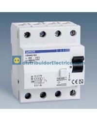 78425-63 - Interruptor diferencial clase AC, sensibilidad 300 mA,  tecla negra, 230V. 25A, 4 polos, 4 modulos.